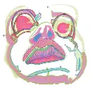 neon mustache face