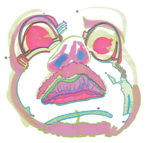 neon mustache face
